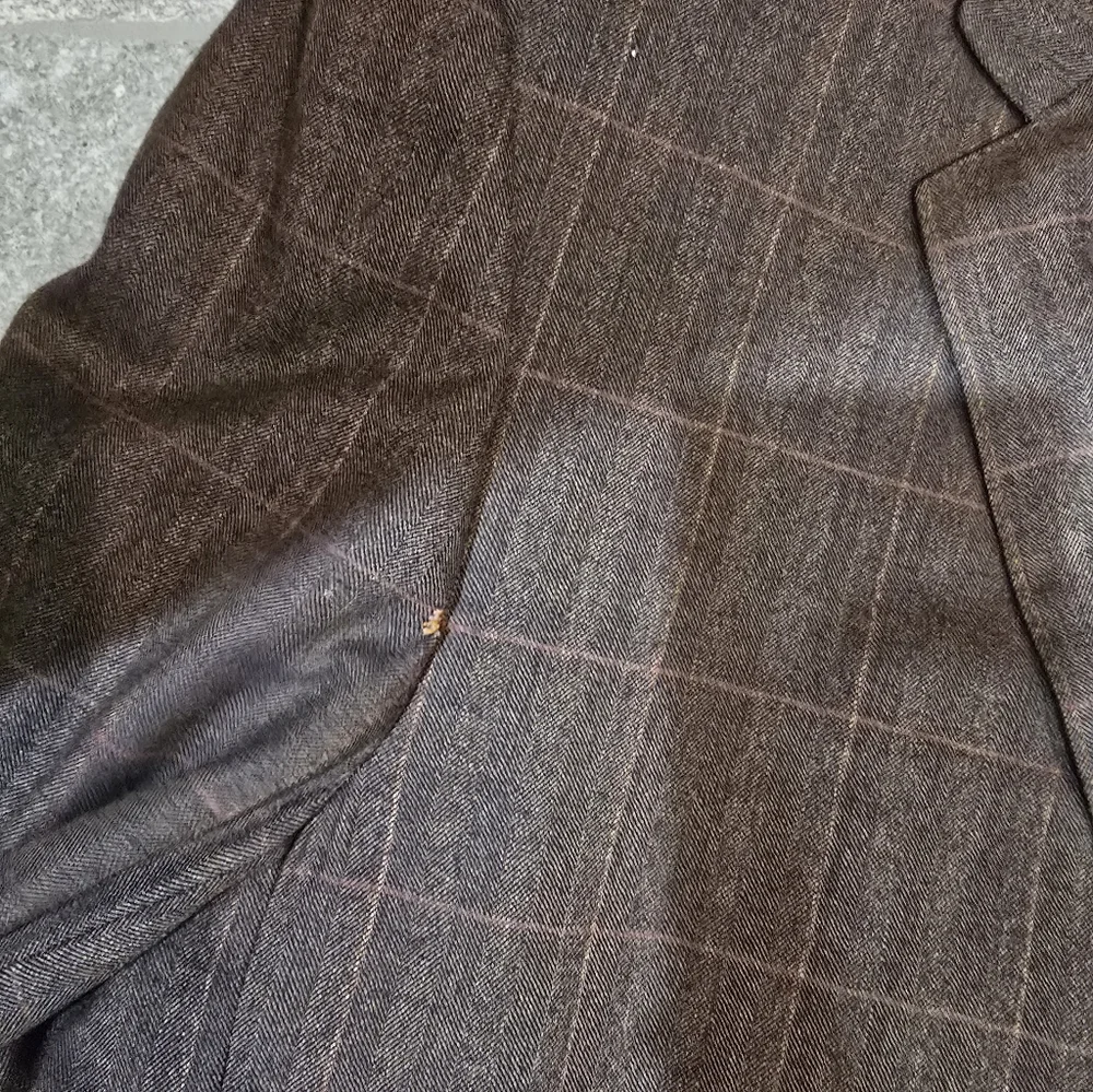 Ermenegildo Zegna Trofeo Brown Plaid Blazer Suit Jacket Wool 58L $1500 Retail